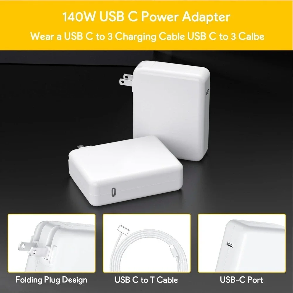 140W USB C To Mag3 Charger For Macbook Air / Pro 13 14 15 16 Inch 2021-26 Models